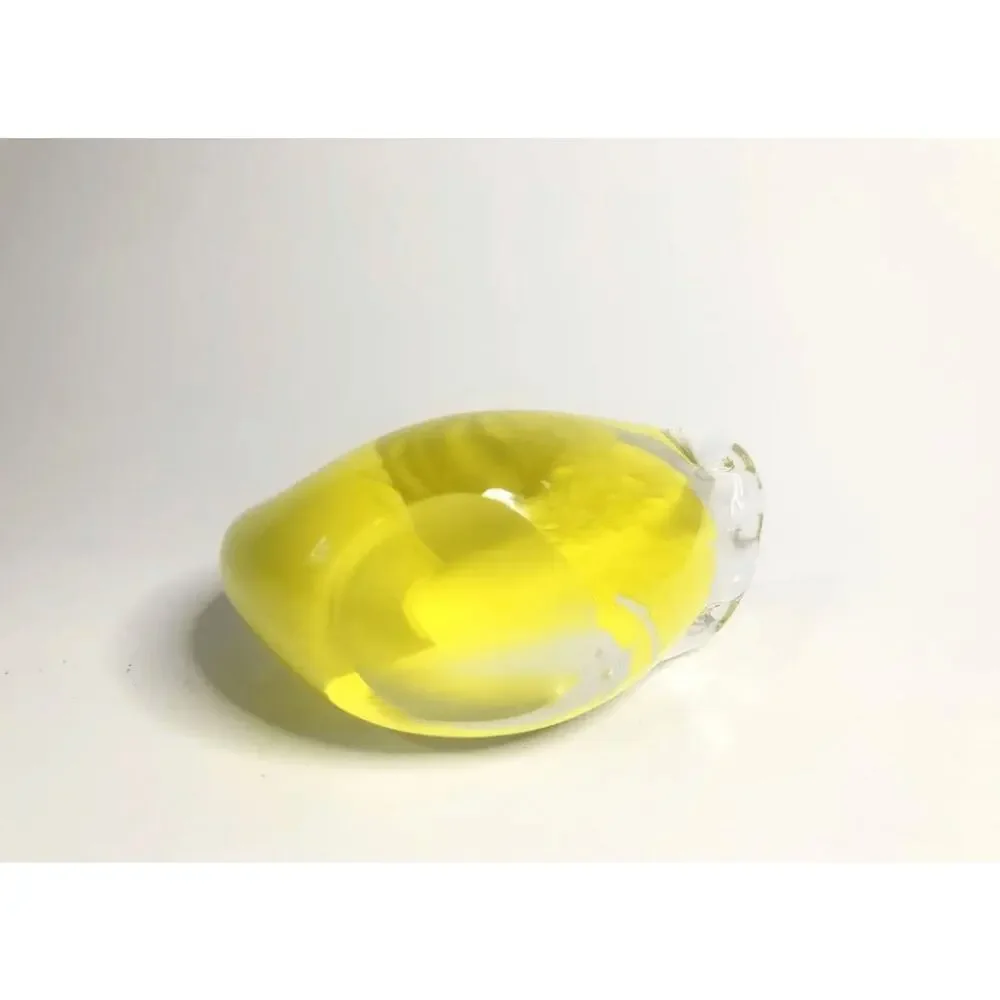 art glass swan‎ crystal clear yellow paper weight desk decor mid century modern